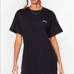 Nasty Gal Black Relaxed Tee (Nasty Embroidered). Size small